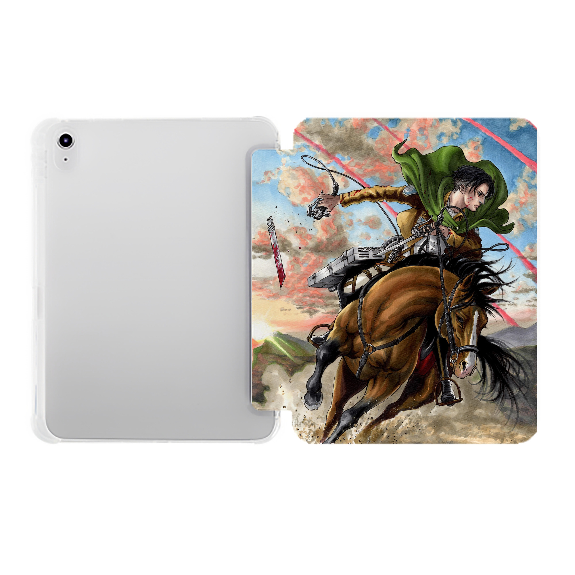 （画像用） 進撃の巨人 Attack on Titan IPad ケース ペン収納付き 三つ折りスタンド PUレザー×シリコン 対応機種9.5/10.5/10.9インチ